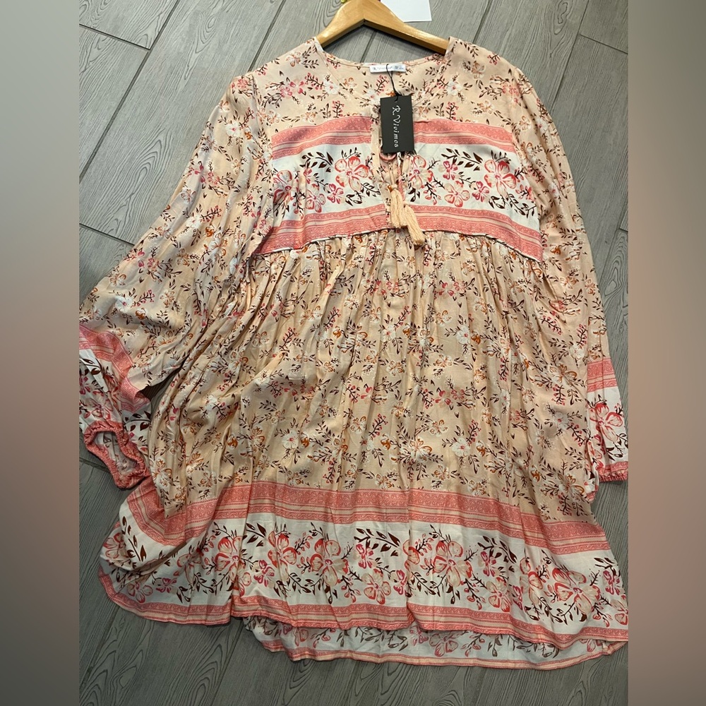 R.Vioimos Pink Floral Bsbydoll Dress